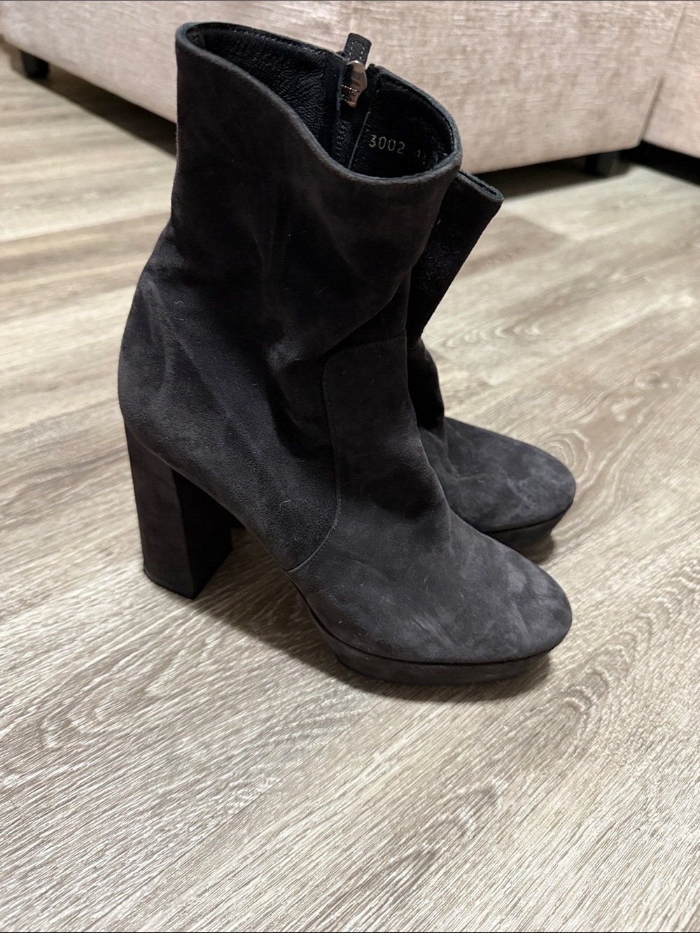 Vero Cuoio Black Suede High Block Heel Ankle Boots